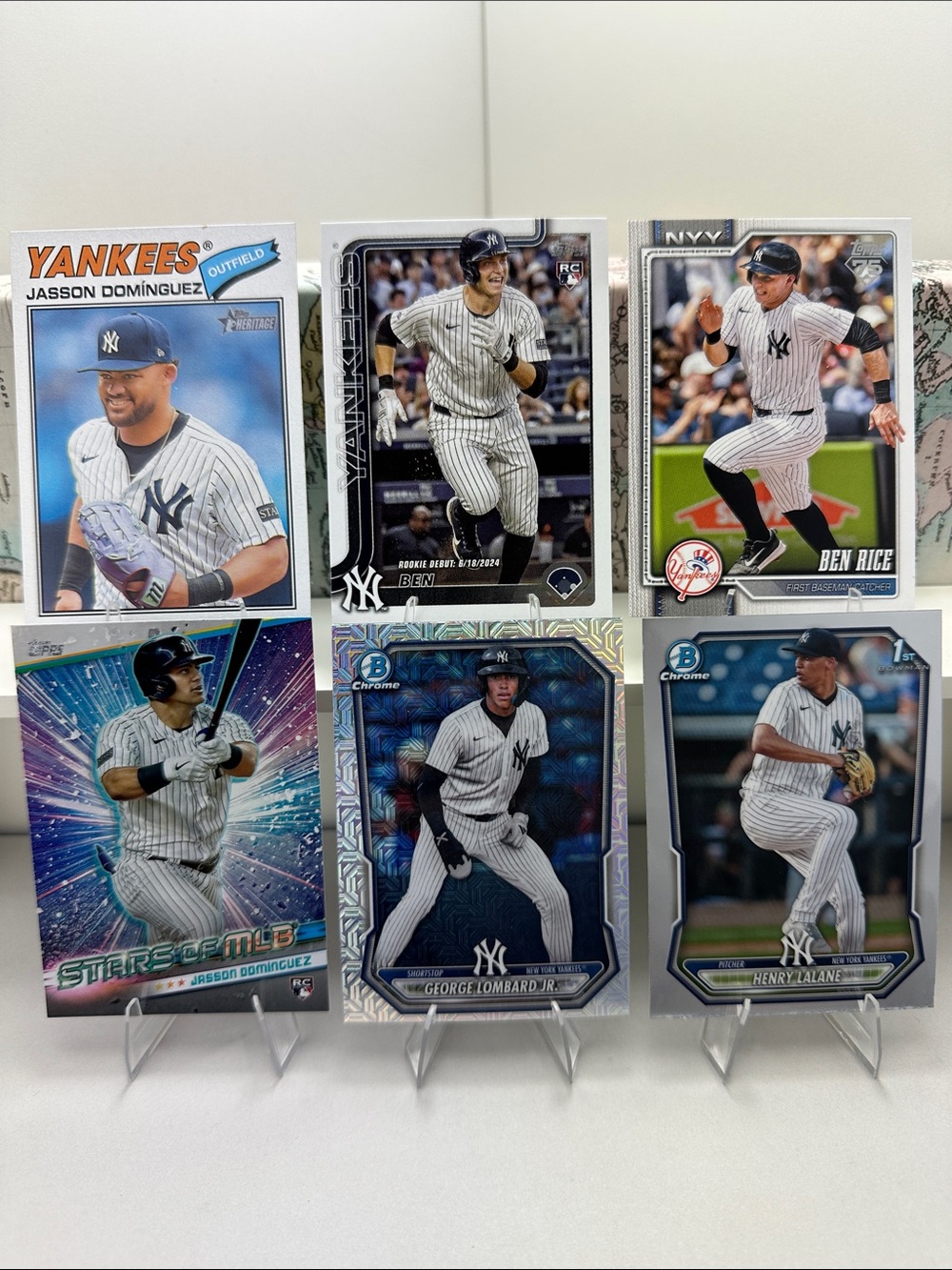 George Lombard Jr Bowman Chrome Mojo Rookie Yankees +Dominguez/Ben Rice Rookies